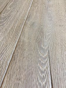 Dark grey Oak boards, heavily brushed, fumed and oiled engineered flooring