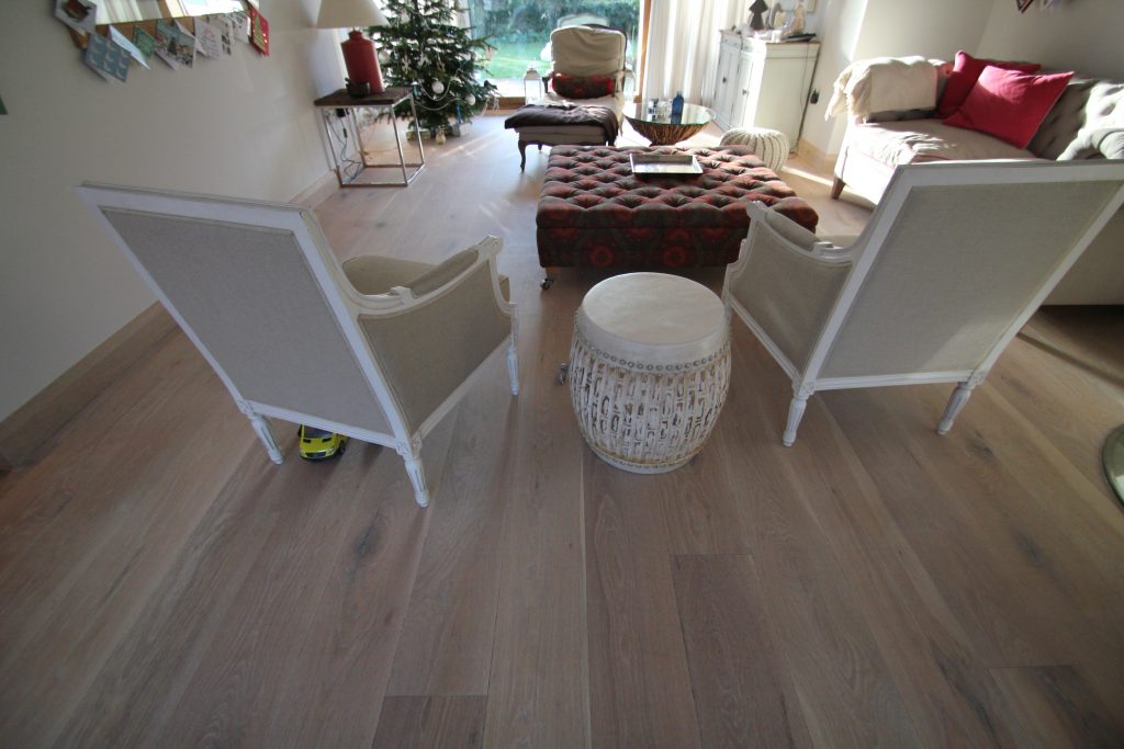 Engineered limed Oak flooring with whitewashed oil finish