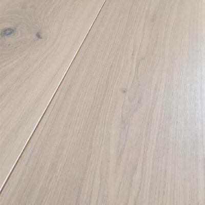Engineered wood flooring. Limed Oak with whitewash lacquer finish.